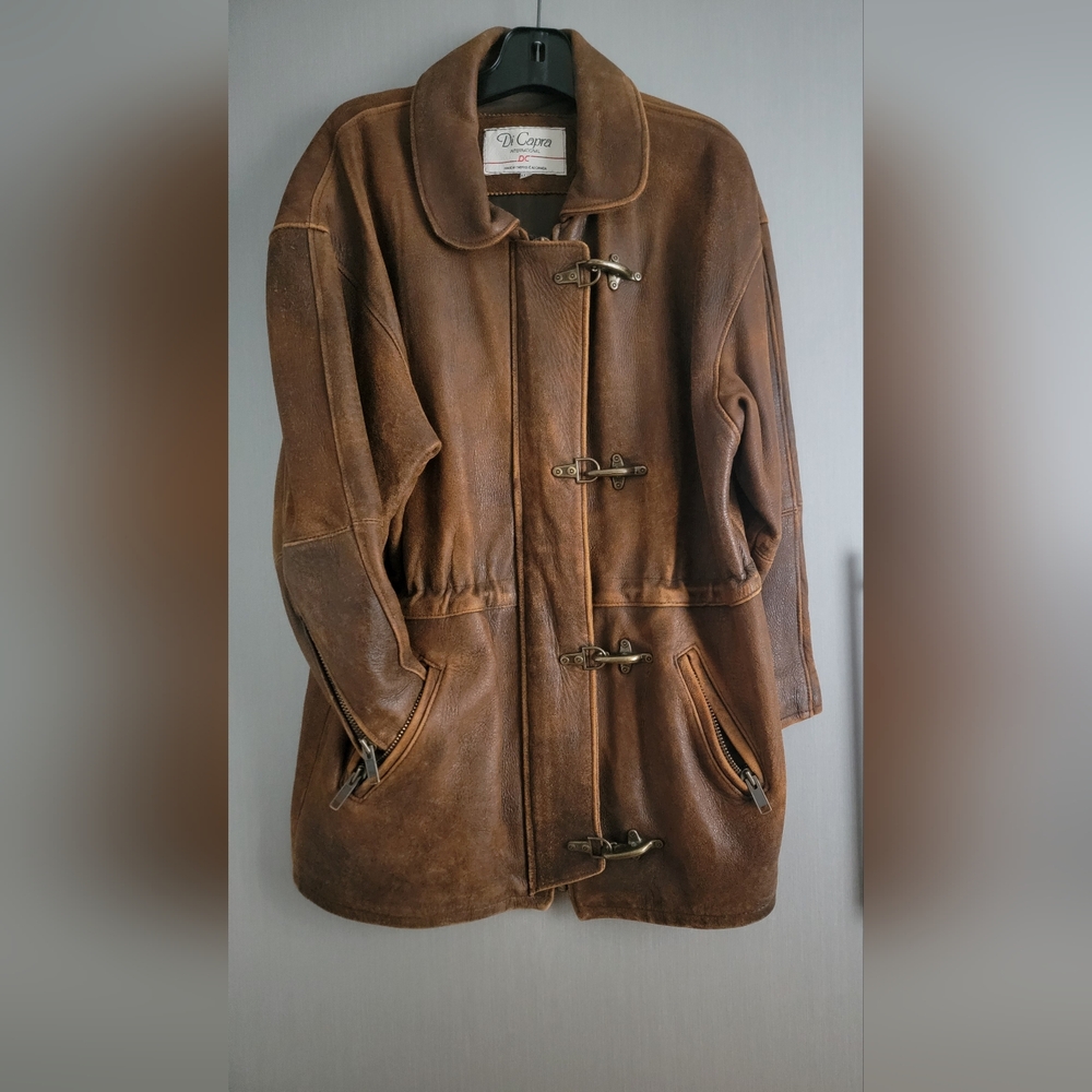 Vintage  Di Capra Brown Leather Coat Sz Medium